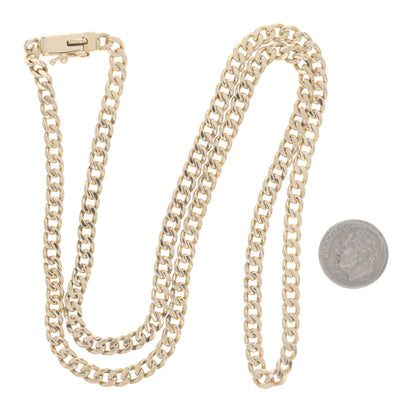 Unisex Curb Chain Necklace Yellow Gold