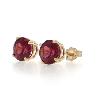 3.43ctw Rhodolite Garnet Earrings Yellow Gold