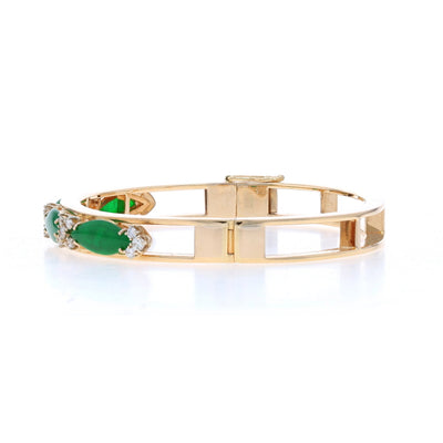 3.44ctw Jadeite and Diamond Bracelet Yellow Gold