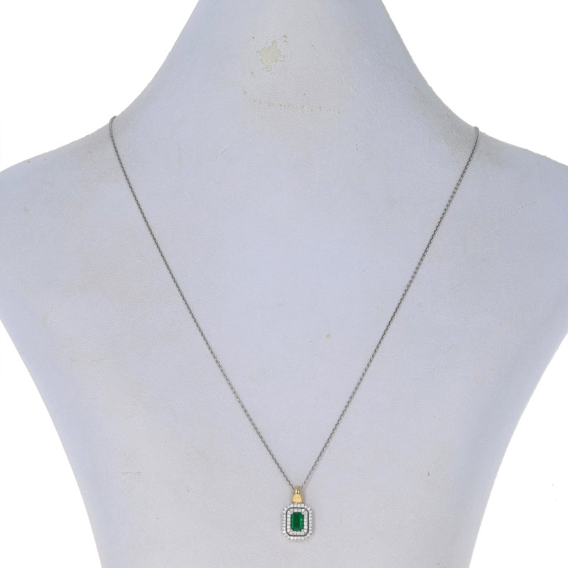 Emerald and Diamond Halo Pendant, 14K White Gold | Gemstone Jewelry Stores  Long Island – Fortunoff Fine Jewelry