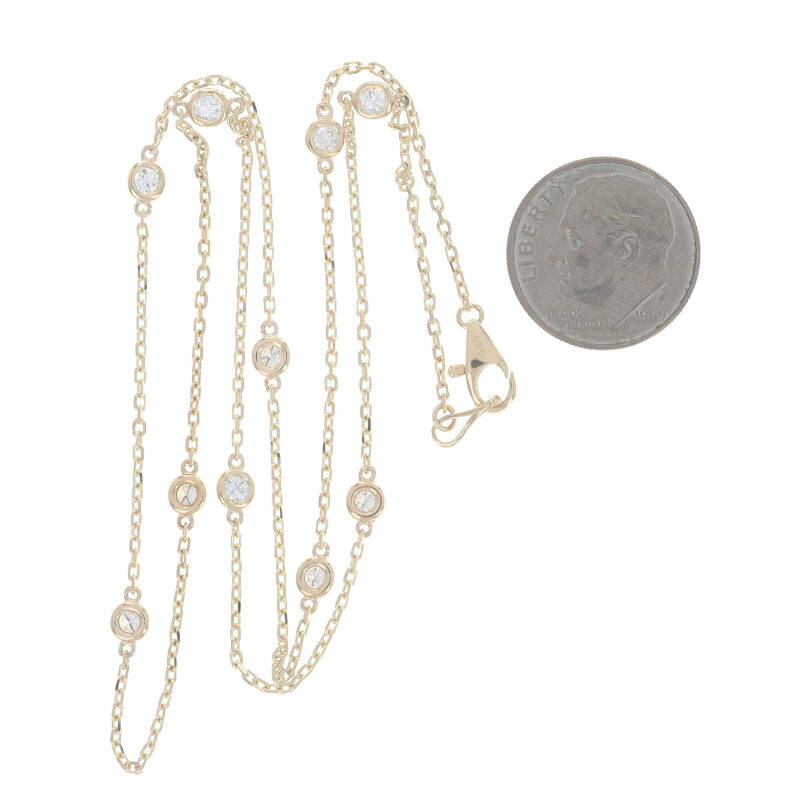 .56ctw Diamond Diamond Cut Cable Chain Station Necklace Yellow Gold
