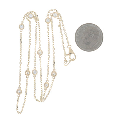 .56ctw Diamond Diamond Cut Cable Chain Station Necklace Yellow Gold