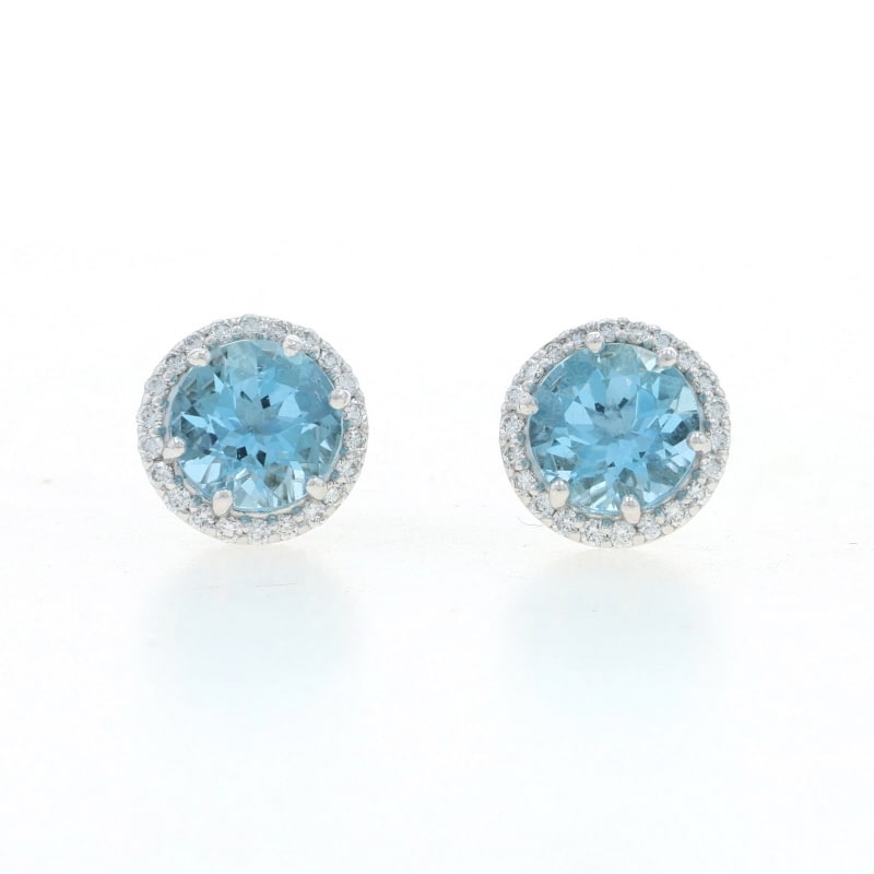 2.05ctw Aquamarine and Diamond Women's Earrings White Gold