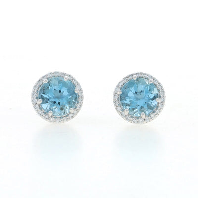 2.05ctw Aquamarine and Diamond Women's Earrings White Gold