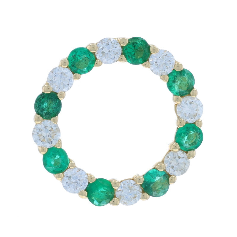 1.04ctw Emerald and Diamond Pendant Yellow Gold