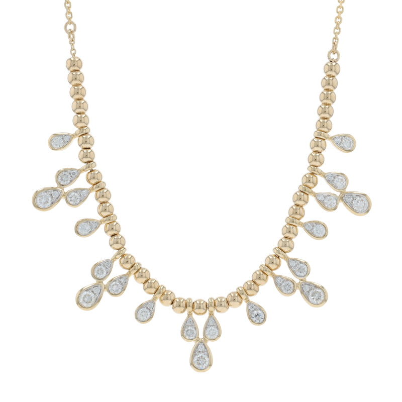 .85ctw Diamond Beaded Dangle Necklace Yellow Gold