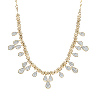 .85ctw Diamond Beaded Dangle Necklace Yellow Gold