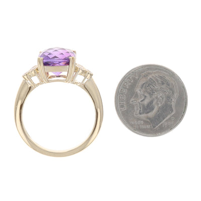 4.11ctw Amethyst and Diamond Ring Yellow Gold