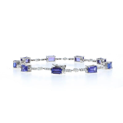 9.08ctw Tanzanite and Diamond Bracelet White Gold