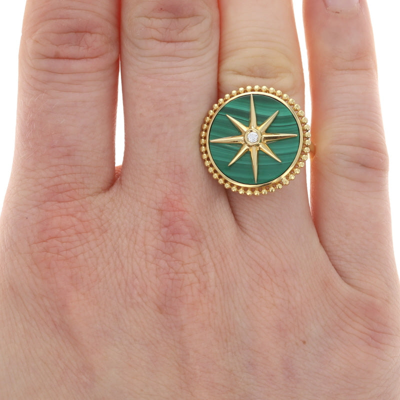 Malachite and Diamond Ring Yellow Gold
