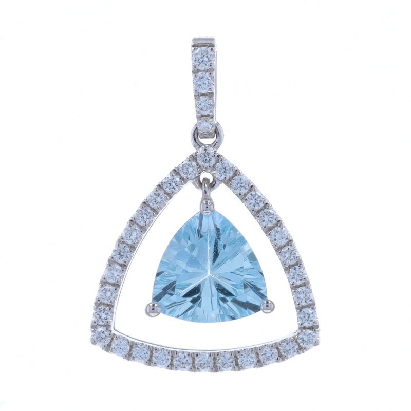 1.19ctw Aquamarine and Diamond Pendant White Gold