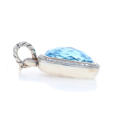 David Yurman Albion Enhancer Pendant .28ctw Blue Topaz and Diamond Pendant Sterling Silver