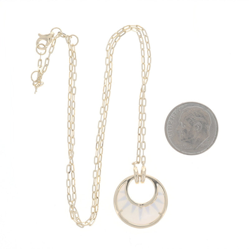 .26ctw Mother of Pearl and Diamond Pendant Necklace Yellow Gold