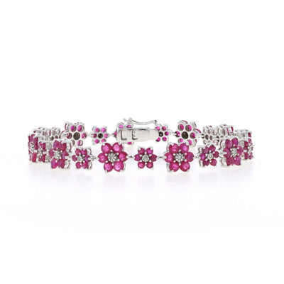 8.07ctw Ruby and Diamond Women's Bracelet White Gold