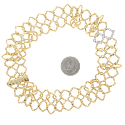 Tiffany & Co. Openwork Square Link Choker Necklace .40ctw Diamond Necklace Yellow Gold