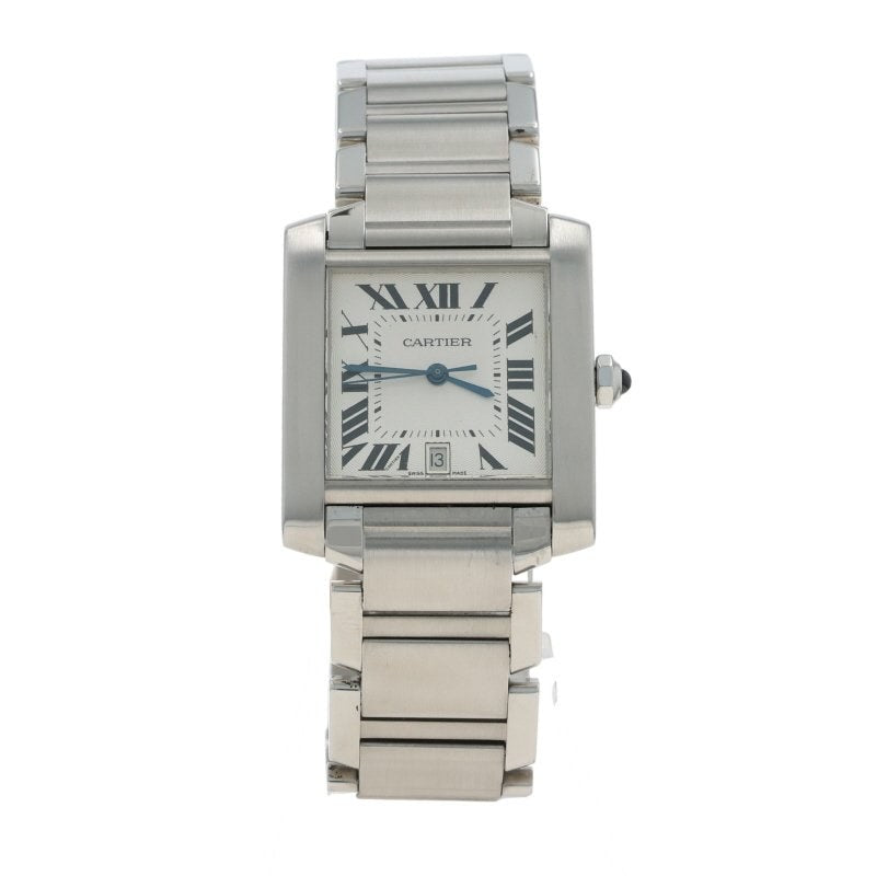 Cartier Tank Francaise Sapphire Men's Watch 2302 Stainless Steel Automatic