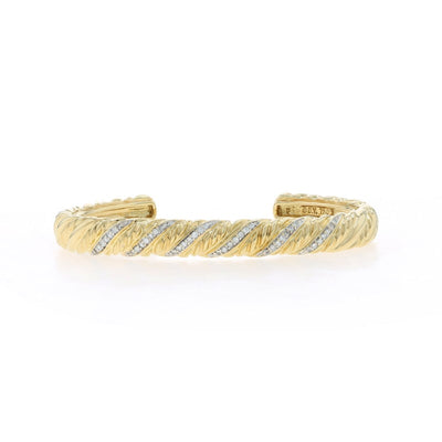 David Yurman Sculpted Cable Cuff .50ctw Diamond Women's Bracelet Yellow Gold