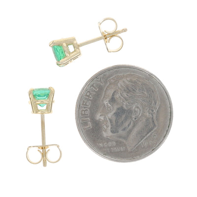 1.10ctw Emerald Earrings Yellow Gold