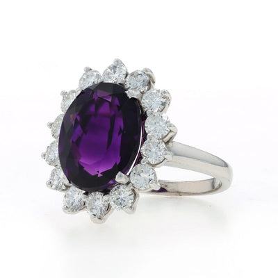 Amethyst and Diamond Women's Ring White Gold