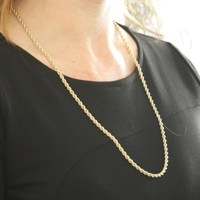 Unisex Rope Chain Necklace Yellow Gold