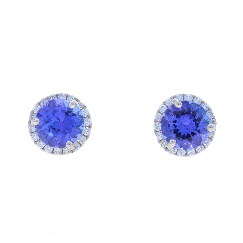 1.98ctw Tanzanite and Diamond Earrings White Gold