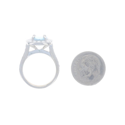 2.54ctw Aquamarine and Diamond Ring White Gold