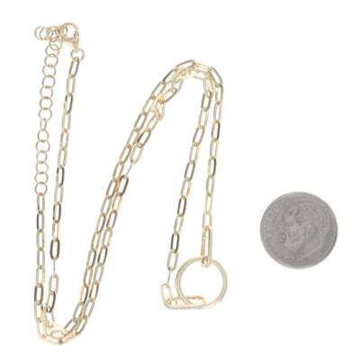 Circle Charm Clasp Necklace Diamond Women's Pendant Necklace Yellow Gold