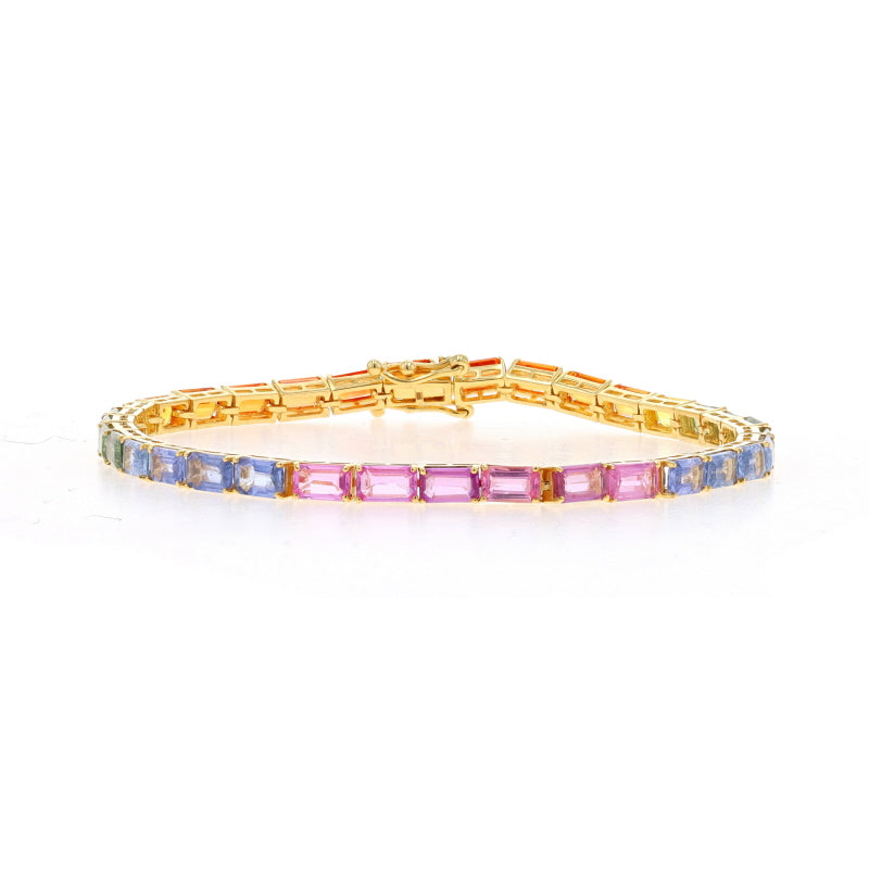 16.32ctw Multi-Color Sapphire Bracelet Yellow Gold
