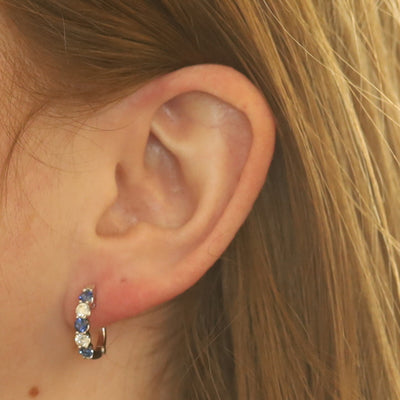 1.41ctw Sapphire and Diamond Earrings White Gold