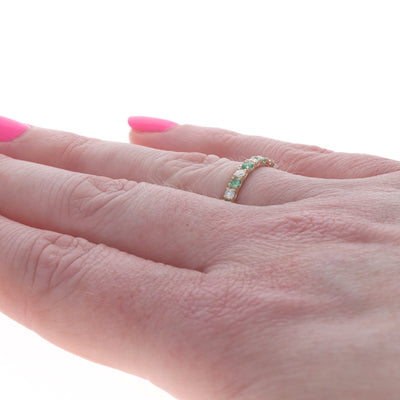 .58ctw Diamond and Emerald Band Yellow Gold