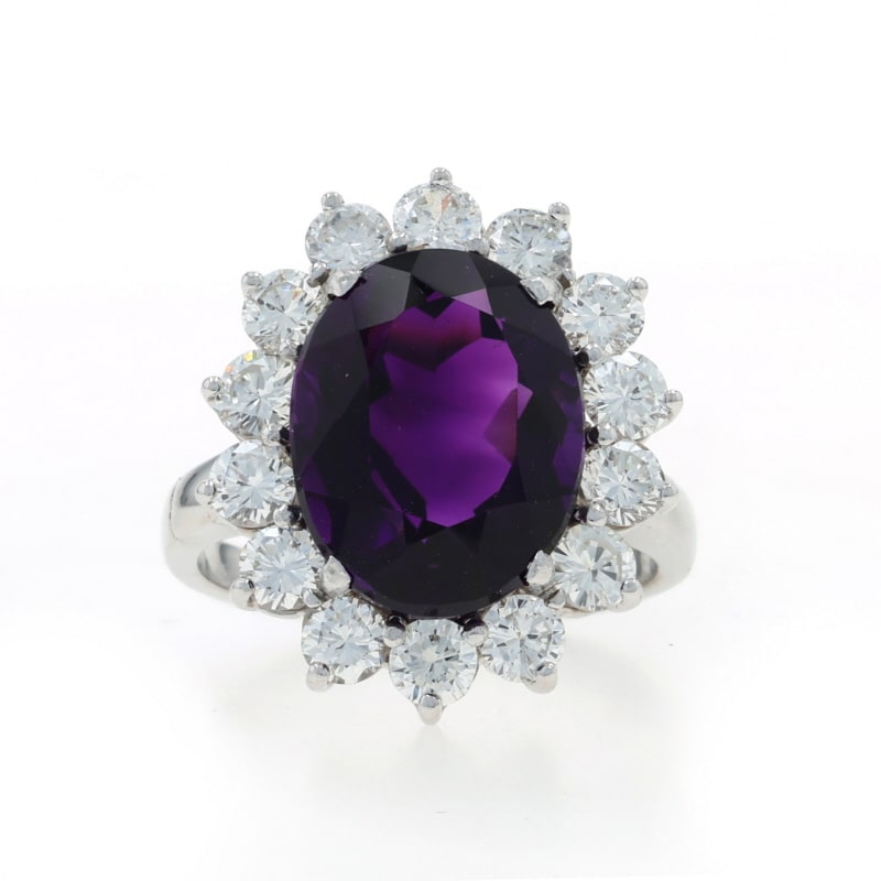 Amethyst and Diamond Women's Ring White Gold