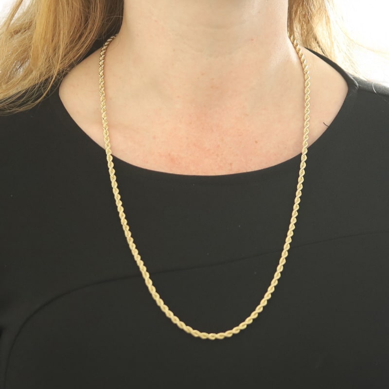 Unisex Rope Chain Necklace Yellow Gold