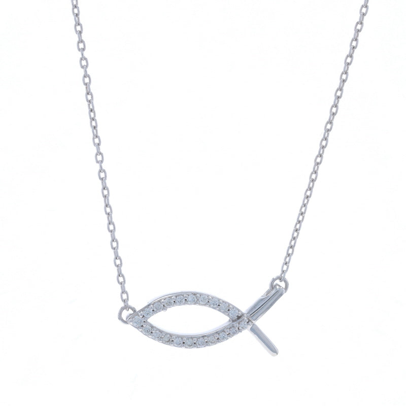 Diamond Diamond Cut Cable Chain Pendant Necklace White Gold