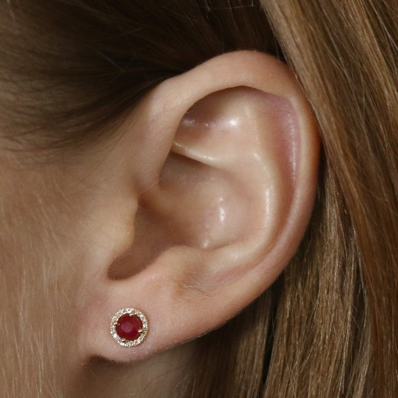 N/A .70ctw Ruby and Diamond Earrings Yellow Gold