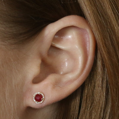 N/A .70ctw Ruby and Diamond Earrings Yellow Gold