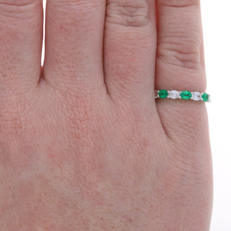 .99ctw Emerald and Diamond Band White Gold