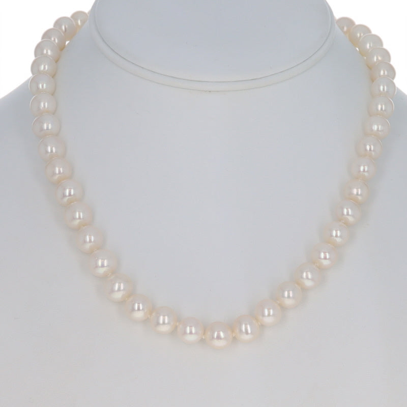 Cultured Freshwater Pearl Knotted Strand Necklace Yellow Gold