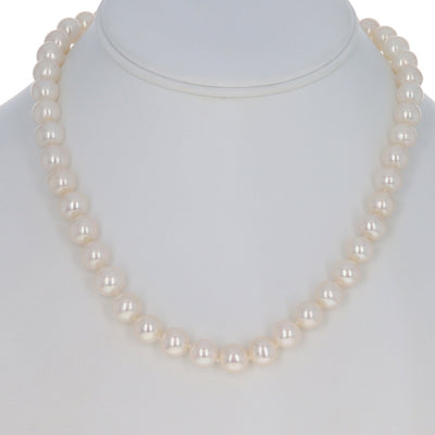 Cultured Freshwater Pearl Knotted Strand Necklace Yellow Gold