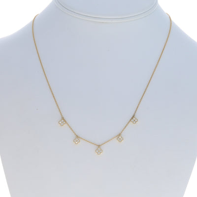 .38ctw Diamond Drop Station Necklace Yellow Gold