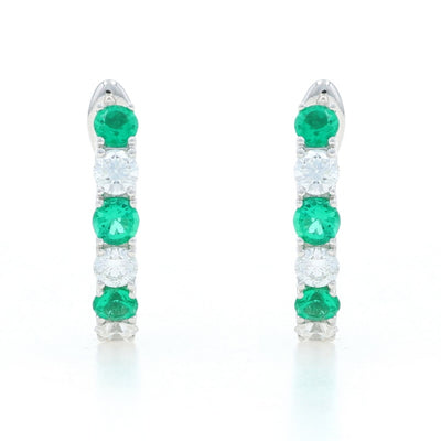 .74ctw Emerald and Diamond Earrings White Gold