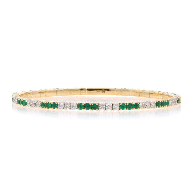 1.94ctw Emerald and Diamond Bracelet Yellow Gold