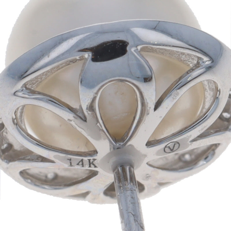 .10ctw Freshwater Pearl and Diamond Earrings White Gold
