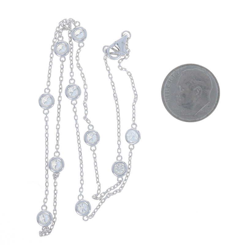 1.94ctw Diamond Diamond Cut Cable Chain Station Necklace White Gold