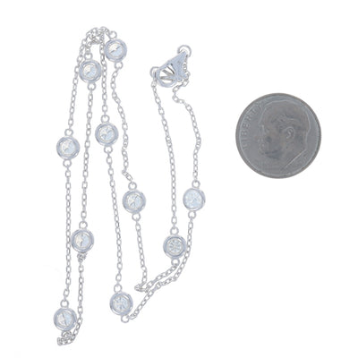 1.94ctw Diamond Diamond Cut Cable Chain Station Necklace White Gold