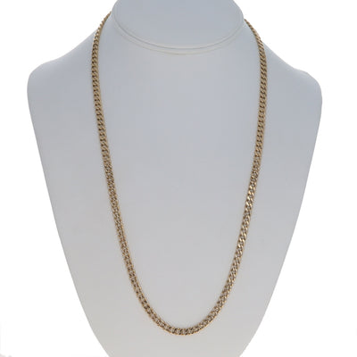Unisex Curb Chain Necklace Yellow Gold
