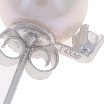 Diamond and Cultured Freshwater Pearl Earrings White Gold