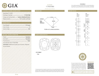 1.79 Loose Diamond Cushion Diamond GIA