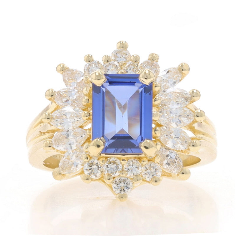 3.09ctw Tanzanite and Diamond Ring Yellow Gold