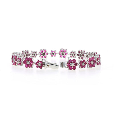 8.07ctw Ruby and Diamond Women's Bracelet White Gold