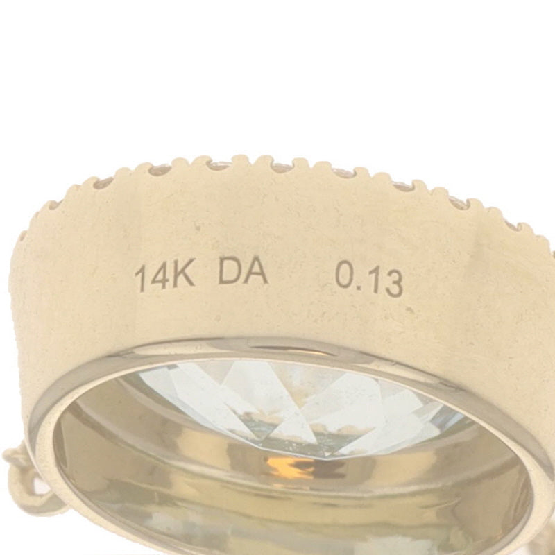 1.72ctw Aquamarine and Diamond Diamond Cut Cable Chain Pendant Necklace Yellow Gold